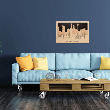 SEO. 3D Wandbild aus Holz Skyline Düsseldorf 2017 - Linkreich