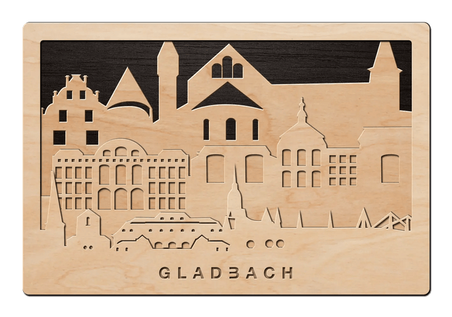 SEO. 3D Wandbild aus Holz Skyline Gladbach 2017 - Linkreich