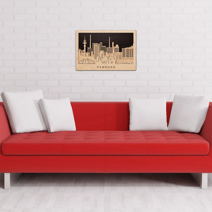 SEO. 3D Wandbild aus Holz Skyline Hamburg 2017 - Linkreich