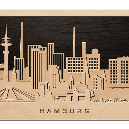 SEO. 3D Wandbild aus Holz Skyline Hamburg 2017 - Linkreich