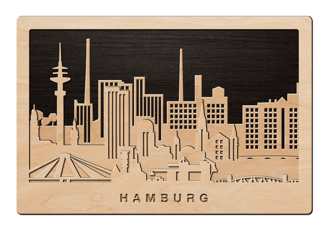 SEO. 3D Wandbild aus Holz Skyline Hamburg 2017 - Linkreich