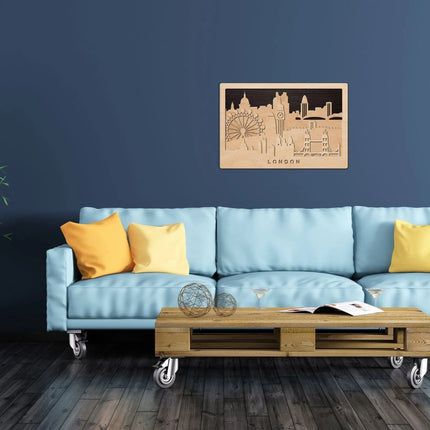 SEO. 3D Wandbild aus Holz Skyline London 2017 - Linkreich