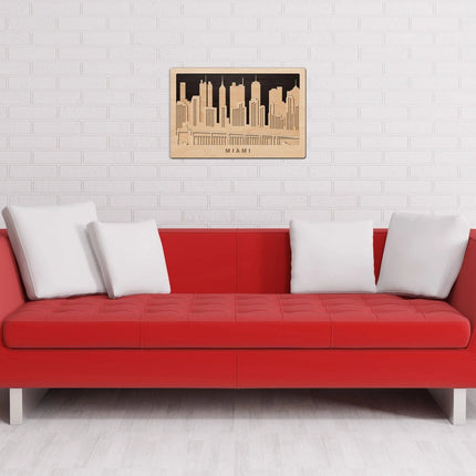SEO. 3D Wandbild aus Holz Skyline Miami 2017 - Linkreich