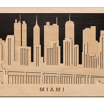 SEO. 3D Wandbild aus Holz Skyline Miami 2017 - Linkreich