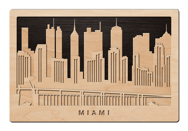 SEO. 3D Wandbild aus Holz Skyline Miami 2017 - Linkreich