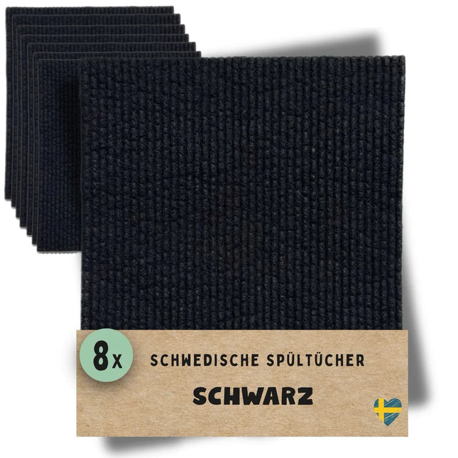 Spültücher Schwarz aus Baumwolle & Holz-Zellstoff - waschbar & extra Saugstark - Made in Sweden