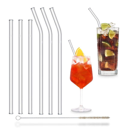 SEO. 3x 23cm (Gebogen) + 3x 20cm (Gerade) Glasstrohhalme - Linkreich