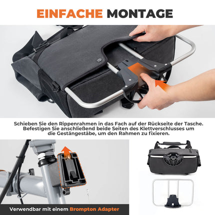 4 - in - 1 Fahrradtasche für Brompton Magnetverschluss 8 - 10L (Fahrradtaschen) kaufen bei Linkreich – Jetzt entdecken!