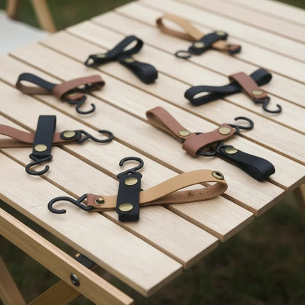 SEO. 4 - Set Camping Aufbewahrungshaken – Wiederverwendbarer PU Leder Haken für Wohnmobil & Outdoor - Linkreich