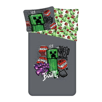 Minecraft Creeper & TNT Bettwäsche - weiche Baumwolle 140x200 cm Kissen und Decke