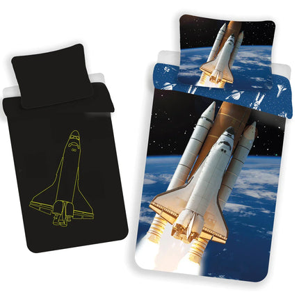 Space Shuttle Bettwäsche - weiche Baumwolle 140x200 cm Kissen und Decke