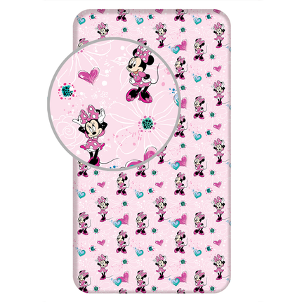 Minnie Maus rosa Spannbettlaken - 90x200 cm Bettbezug Einzelbett Matratzenbezug