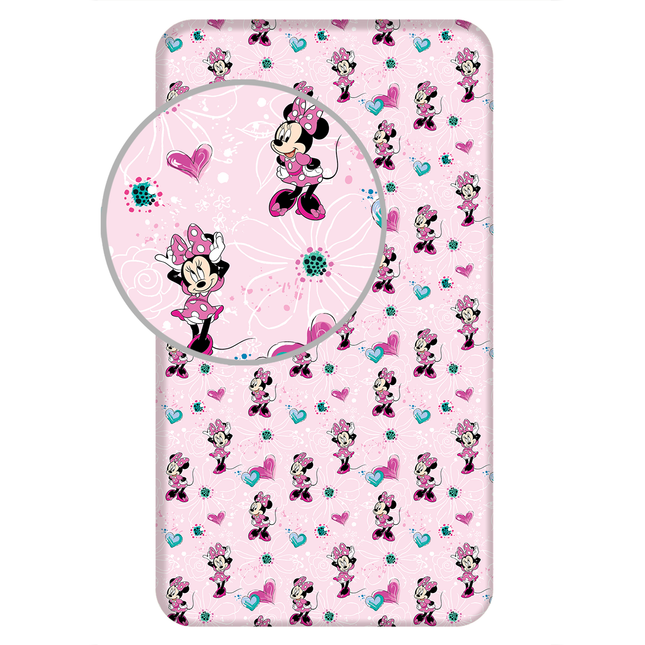 Minnie Maus rosa Spannbettlaken - 90x200 cm Bettbezug Einzelbett Matratzenbezug