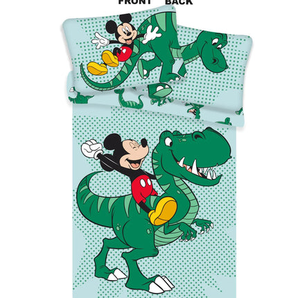 Micky Maus Dino Kinder-Bettwäsche 100 x 135 cm - weiche Baumwolle