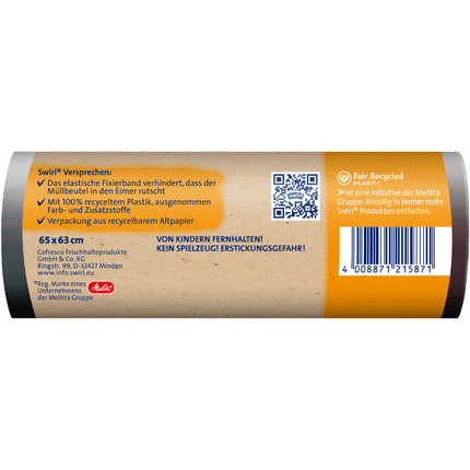 Swirl Fixierband-Müllbeutel 35 l Reißfest & Dicht | Rolle (10 Beutel)