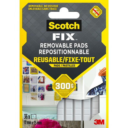 Scotch-FIX™ Ablösbare Klebepads 301008C36-P, 11 mm x 15 mm, 36 Stück/Packung | Packung (1 Stück)