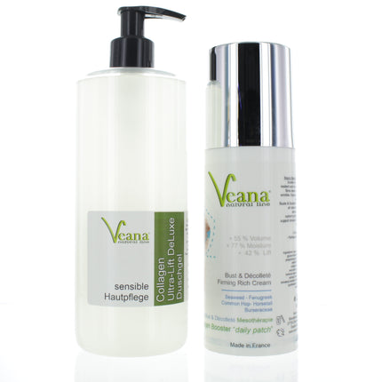 Hals- und Decollette hautstraffende Creme (200ml) + Collagen Ultra-Lift DeLuxe Duschgel (500ml)