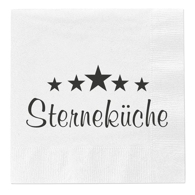 Servietten Sterneküche 80 Stück Party Spruch Feier Fest Tischdeko weiß 33x33 cm
