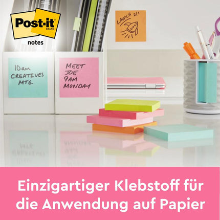 Post-it® Notes, Poptimistic Collection, 38 mm x 51 mm, 100 Blatt/Block, 12 Blöcke/Packung, Kartonverpackung, 100% PEFC, SGSCH-PEFC-COC-110078 | Packung (1 Stück)