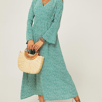 Floral Maxi Summer Dress In Mint Green