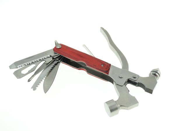 System-S Camping-Multi-Tool Werkzeug Mini Hammer Zange Schraubenschlüssel Säge Messer u.a.