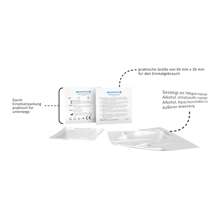 Alphacheck Professional Alkoholtupfer 3 x 6 cm | Packung (100 Stück)