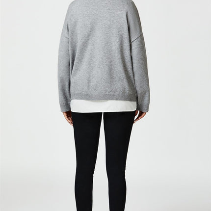 Pocket Detail Knitted Jumper In Grey