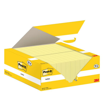 Post-it® Notes, Gelb, 38 mm x 51 mm, 100 Blatt/Block, 18 Blöcke + 6 Gratis/Packung, Kartonverpackung, 100% PEFC, SGSCH-PEFC-COC-110078 | Packung (1 Stück)
