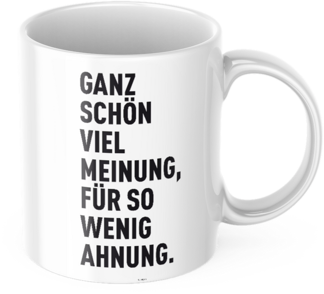 Lustige Kaffeetasse "Ganz schön viel Meinung für so wenig Ahnung" Frühstück Morgen Arbeit Tasse Büro Geschenk