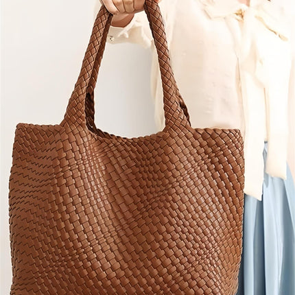 Braided Tote Bag In Tan