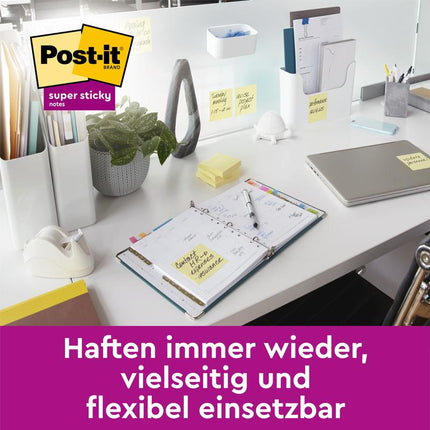 Post-it® Super Sticky Notes, Gelb, 76 mm x 127 mm, 90 Blatt/Block, 24 Blöcke/Packung, Kartonverpackung, 100% PEFC, SGSCH-PEFC-COC-110078 | Packung (1 Stück)