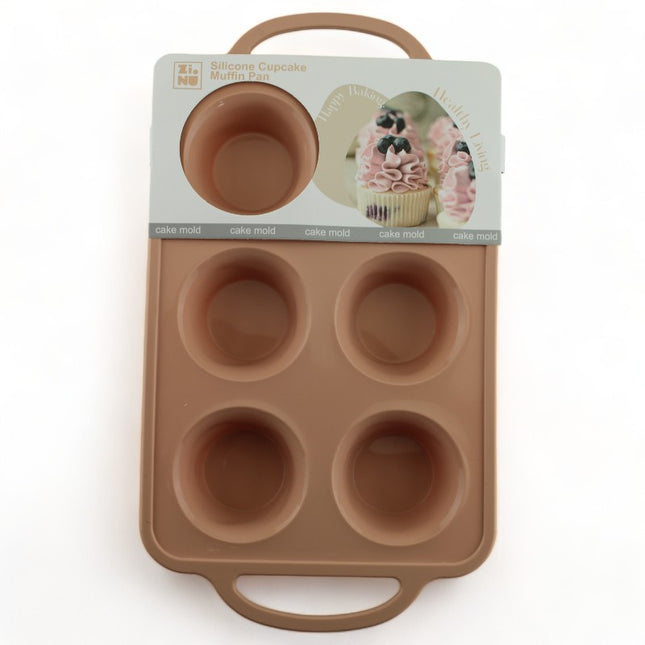 Silikon-Muffinform  – 6er Backform, BPA-frei, spülmaschinenfest (32×18 cm), grau