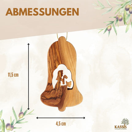Olivenholz Krippen-Anhänger im 3er Set (ohne Rinde) | Baumschmuck & Weihnachtsdeko für Advent und Weihnachten