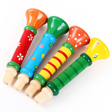 Kleine Kindertröte Trompete aus Holz für Kinder ab 3 Jahre – Blasinstrument im Harmonika-Stil
