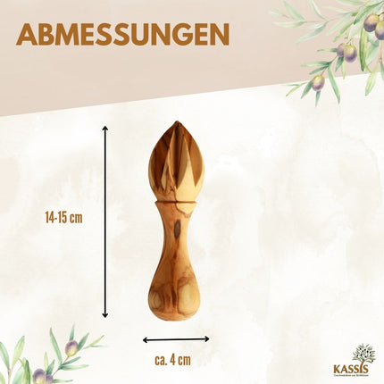 Zitronenpresse aus Olivenholz (14 cm) | Handliche Zitruspresse für Küche & frischen Saft