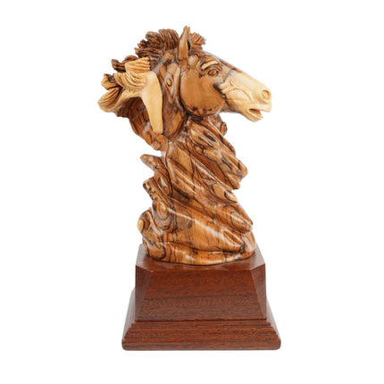 Pferde-Duo aus Olivenholz – Handgeschnitzte Skulptur aus Bethlehem (26 cm)