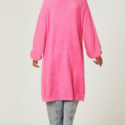 Relaxed Cozy Soft Cardigan In Fuchsia Pink