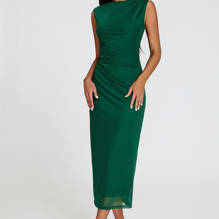 Mesh Maxi Dress In Green