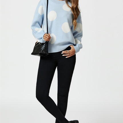 Dot Pattern Knitted Jumper In Blue