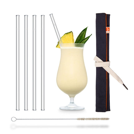 4x 23cm (Gerade) Glasstrohhalme inkl. kleiner orangen Tasche für Reise oder Transport (Glastrinkhalme) kaufen bei Linkreich – Jetzt entdecken!