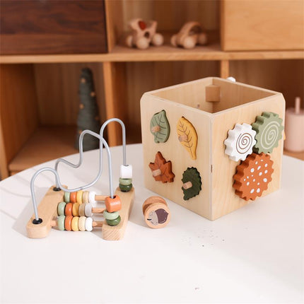 SEO. 5 - in - 1 Montessori Aktivitätsbox aus Holz – Lernen, Sortieren & Entdecken mit Perlen und Paarspiel - Linkreich