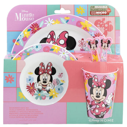 Minnie Maus Plastik Geschirr Set 5-Teile Kunststoffset für Kinder