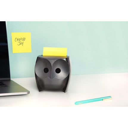 Post-it® Z-Notes Dispenser, Eule, Schwarz + Post-it® Super Sticky Z-Notes,  45 Blatt/Block, 2 Blöcke/Packung | Packung (1 Stück)