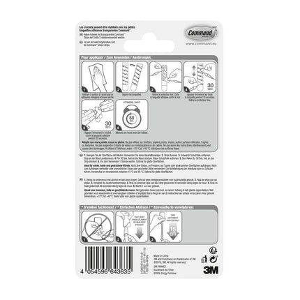 Command™ Edelstahl-Metallhaken Größe S, 17031SS-4ES, 4 Haken, 5 Strips | Packung (1 Stück)