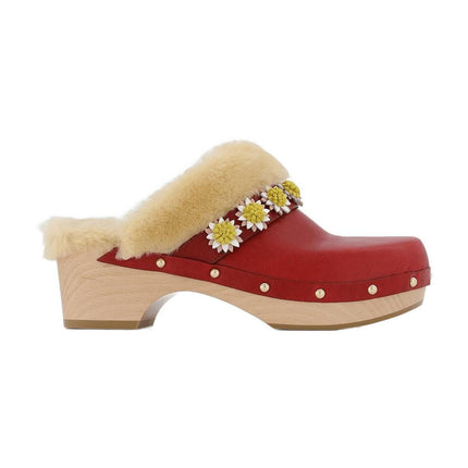 Jean Daisy Clogs aus bordeauxrotem Leder