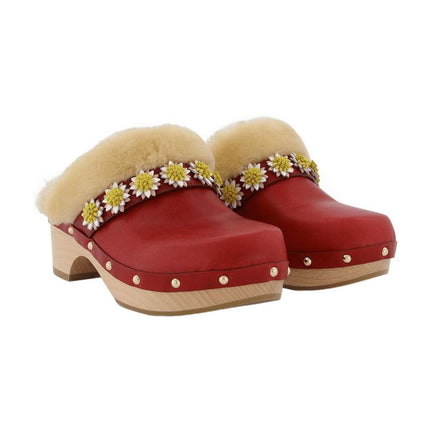 Jean Daisy Clogs aus bordeauxrotem Leder