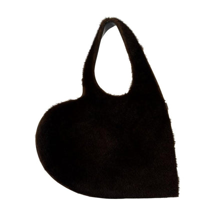 Faux Fur Heart Schultertasche - Coperni - Synthetik - Braun