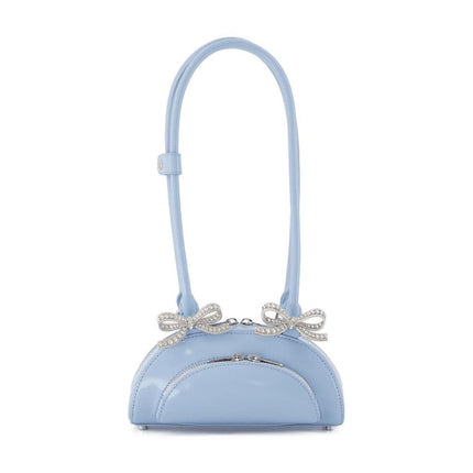 Curved Mini Schultertasche - SELF PORTRAIT - Leder - Blau