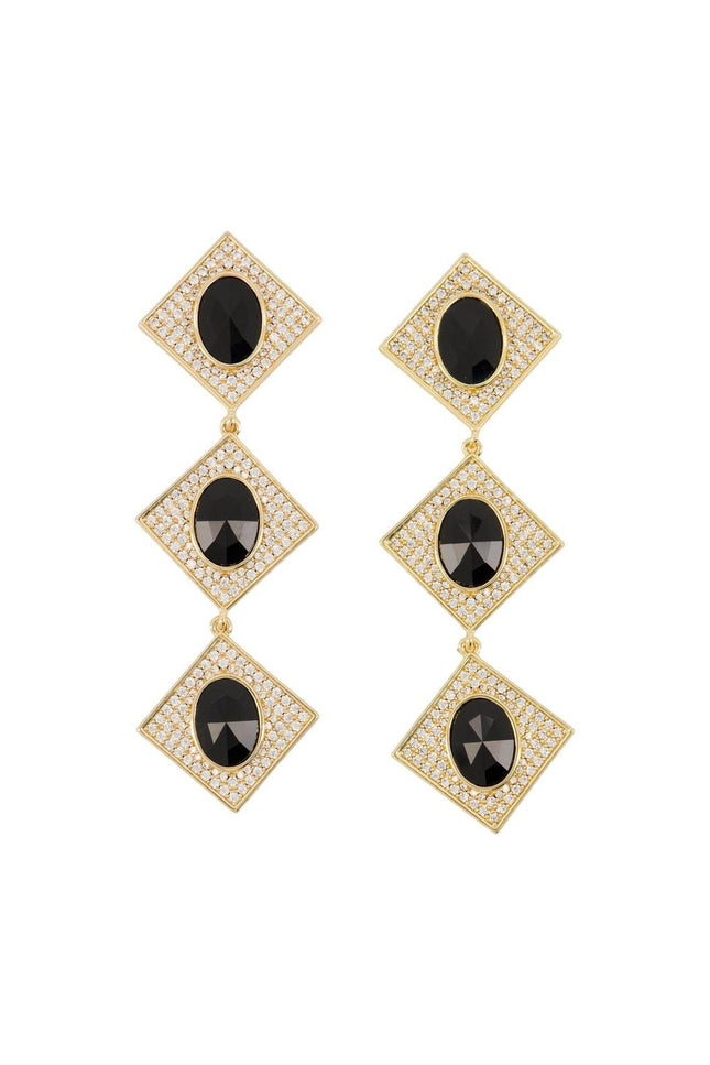 Crystal Tiered Ohrringe - SELF PORTRAIT - Metall - Gold/Schwarz