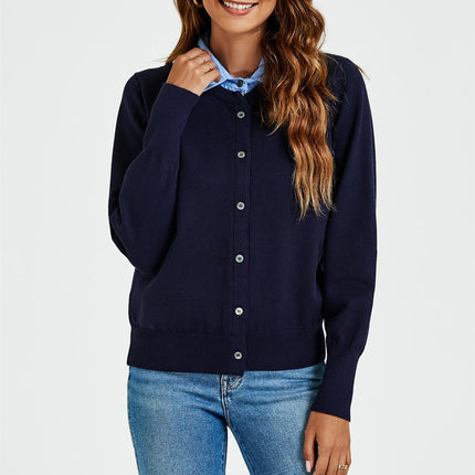 Shirt Collar Knitted Cardigan In Navy